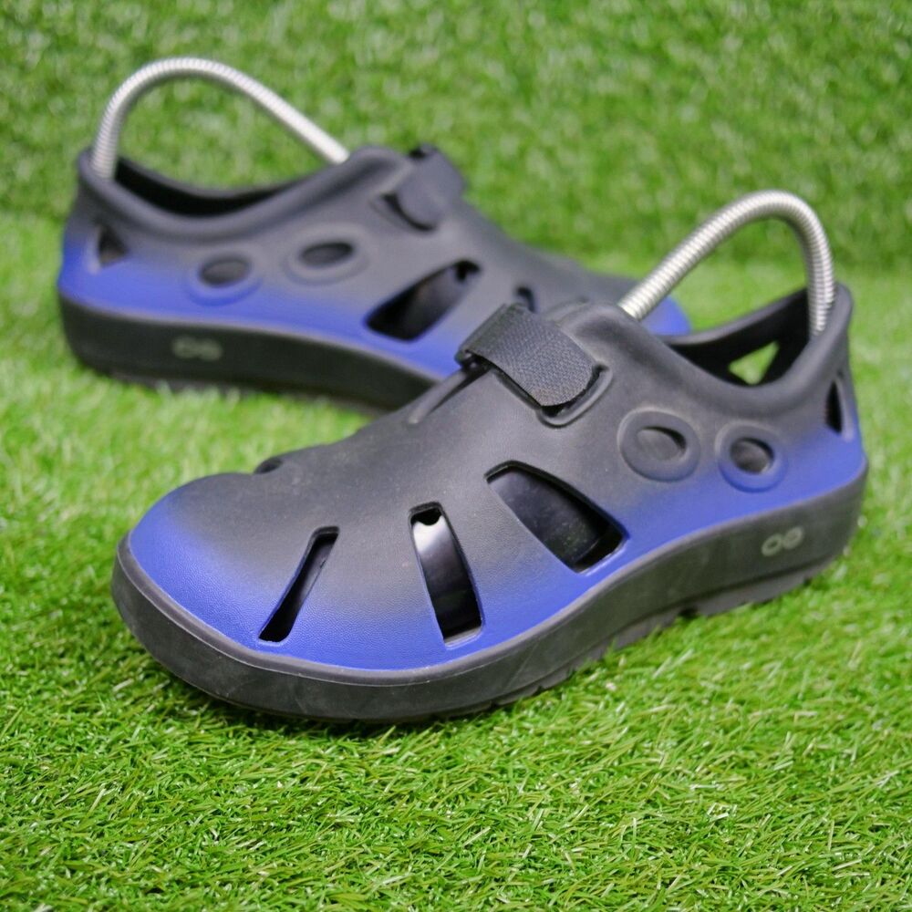 OOFOS OOcandoo Sandals - Black and Royal Blue - Women's Size 8